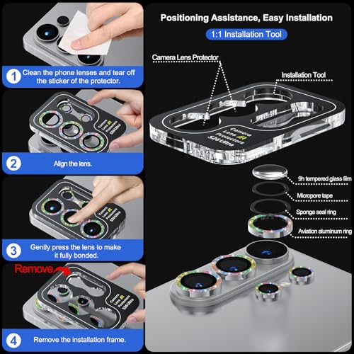 Image of WSKEN for Samsung Galaxy S26 Ultra Camera Lens Protector - Ultra Thin Case Friendly, 9H Shatterproof Tempered Glass with Anti Scratch Metal Circle Camera Screen Protector Cover Accessories, G Colorful