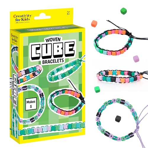Creativity for Kids Woven Cube Bracelets Mini Kit | Make 5 Pixel-Inspired Bracelets with This STEAM Craft for Kids | Fun Mess-Free Summer Activities for Kids (Ages 6+)
