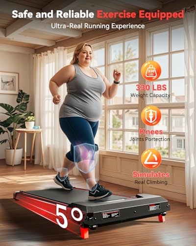 Image of Walking Pad with Incline,XBD Under Desk Treadmill for Home Small Office,2.5HP Low Noise Portable Treadmill with 330 Lbs Capacity,Remote Control and LED Display