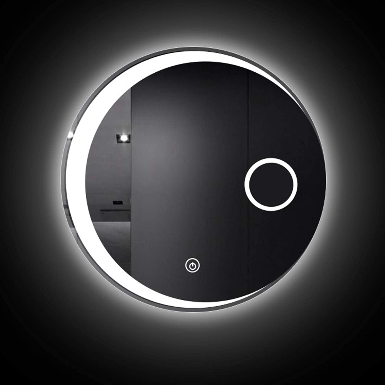 TYUHDUYUR Round LED Lighted Bathroom Mirror with Anti-Fog Wall-Mounted Frameless Led Backlit Mirrors Dimmable Memory Touch Sensor