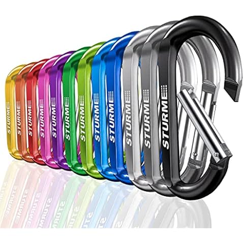 3" Aluminum D Ring Carabiners Clip D Shape Spring Loaded Gate Small Keychain Carabiner Clip Set for Outdoor Camping Mini Lock Snap Hooks Spring Link Key Chain Durable Improved 12 PCS (Assorted) Cover