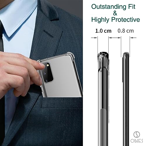 Image of ONES Samsung Galaxy S20 Crystal Clear Case, Shockproof Airbag Protective Case, Raise Edge Protect Camera & Screen, Transparent TPU Bumper Slim Thin Flexible Cell Phone Silicone Cover for Men Women