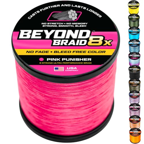 Image of Beyond Braid Braided Fishing Line -Super Strong - Abrasion Resistant - No Stretch -Blue Camo, Moss Camo, White, Green, Pink, Blue, 4 Strand 8 Strand