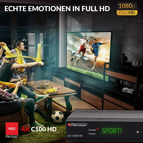 RED OPTICUM AX C100 HD kabelontvanger, digitale kabelontvanger, HD met LED-display, EPG, HDMI, USB, SCART, coaxiale audio, energiebesparende ontvanger voor kabeltelevisie, DVB-C-ontvanger, zwart - Image 6