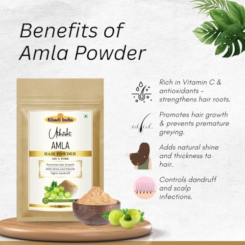 Image of Khadi Utkrisht Amla, Bhringraj, Shikakai, Reetha, & Hibiscus Hair Growth Powder Combo | 100% Natural Herbal Hair Care | Controls Hair Fall & Boosts Volume - 500GM (Pack of 5)