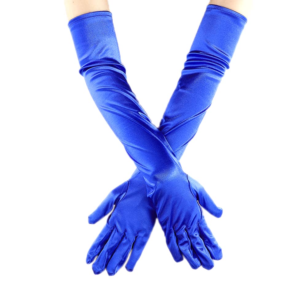 Classic Women's Gloves Long Elastic Elegant 1920s Style Evening Gloves Satin Gloves Gothic Opera Festival Party Wedding Bridal Gloves for Festive Fancy Dress Costumes Carnival Royal Blue — image 1