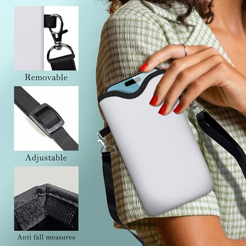 Image of Men Women Phone Sleeve Pouch Case Bag with Crossbody Strap /Neck Lanyard for iPhone 17 /16 /15 Pro Max, Air, 16 /15 Plus, 16e; White