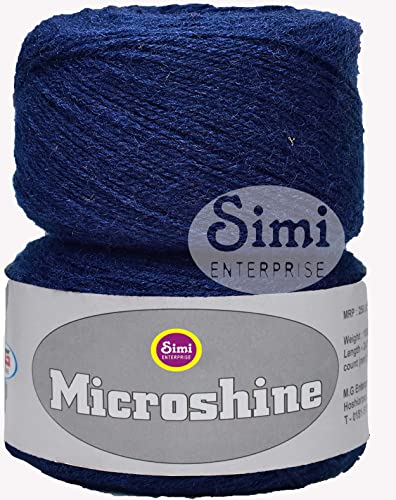 Image of Knitting Yarn Wool Microshine Navy 500 GMS Best Used with Knitting Needles, Crochet Needles Wool Yarn for Knitting. -LB Art-DBC