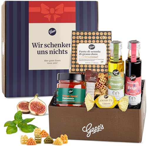 Gepp’s Feinkost 'Wir Schenken Uns Nichts' Geschenkbox I Lustiges Geschenk für Frauen und Männer I Geschenkebox mit köstlichen Delikatessen I Witziges Geschenk