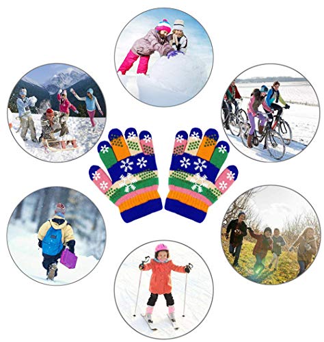 Kids Gloves, Magic Stretch Gloves 8 Pairs, Children Anti-Slip Full Fingers Knitted Winter Glove for Boys and Girls2
