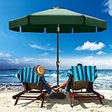 ABCCANOPY 9FT Outdoor Table Market Umbrella Patio Umbrella with Tilt and Crank for Garden, Deck, Backyard and Pool, 8 Ribs 12+Colors,Green