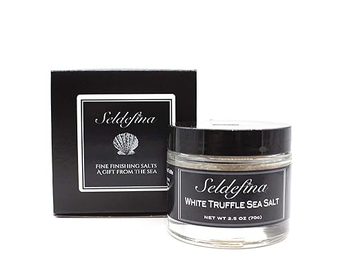 Seldafina - Sal marina especial de trufa blanca prémium para cocina gourmet de lujo, 2.5 onzas, gran regalo, embalaje lujoso, sal de acabado, sin OMG