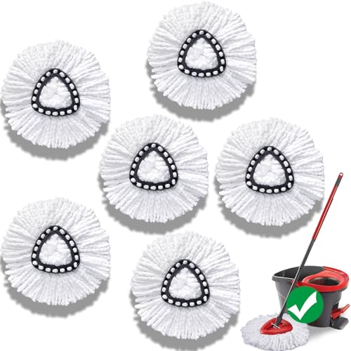 Mop Head Replacement for O-Cedar Easy Wring 1-Tank SystemExovyn Spin Mophead ReplacementsMicrofiber 6 Pack 360 Swivel Mop RefillsDeep Clean Easy CleaningMachine Washable and Easy to Replace