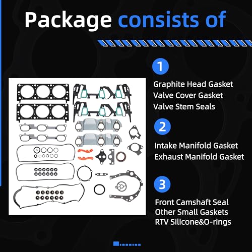 Image of Engine Head Gasket Set, HS9071PT-3 Fits for Chevy Equinox 2005-2009, for Pontiac Torrent 2006-2009, 3.4L 207Cu. in. V6 Gas OHV Naturally Aspirated, Full Head Gasket kit