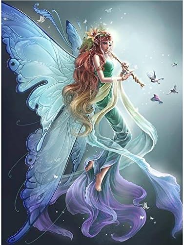 5D DIY Diamond Painting ,by Number Kits Crafts & Sewing Cross Stitch，Christmas Wall Stickers for Living Room Decoration,Flower Fairy(30X40CM/12X16inch)