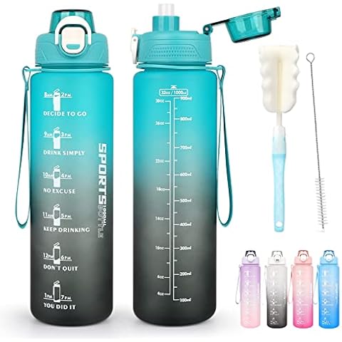 AOHAN Wasserflasche, Sport Trinkflasche mit Strohhalm BPA Frei Cover