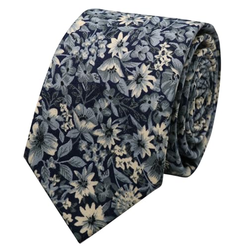 Image of Floral Ties Skinny Tie for Men, Cotton Mens Neckties for Weddings | 2.56'', floral, slim, soft and comfortable, men's neckties for casual, business, party, daily, dating