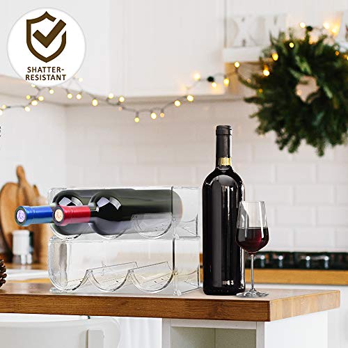 Eltow Water Bottle Organizer Stackable Wine Rack, Vertical Standing Display Stand- Modern Decorative Organizer For Fridge, Kitchen Countertops, Pantry, Cupboards, Cabinets-Holds 3 Bottles – 2 Pck #TOP4