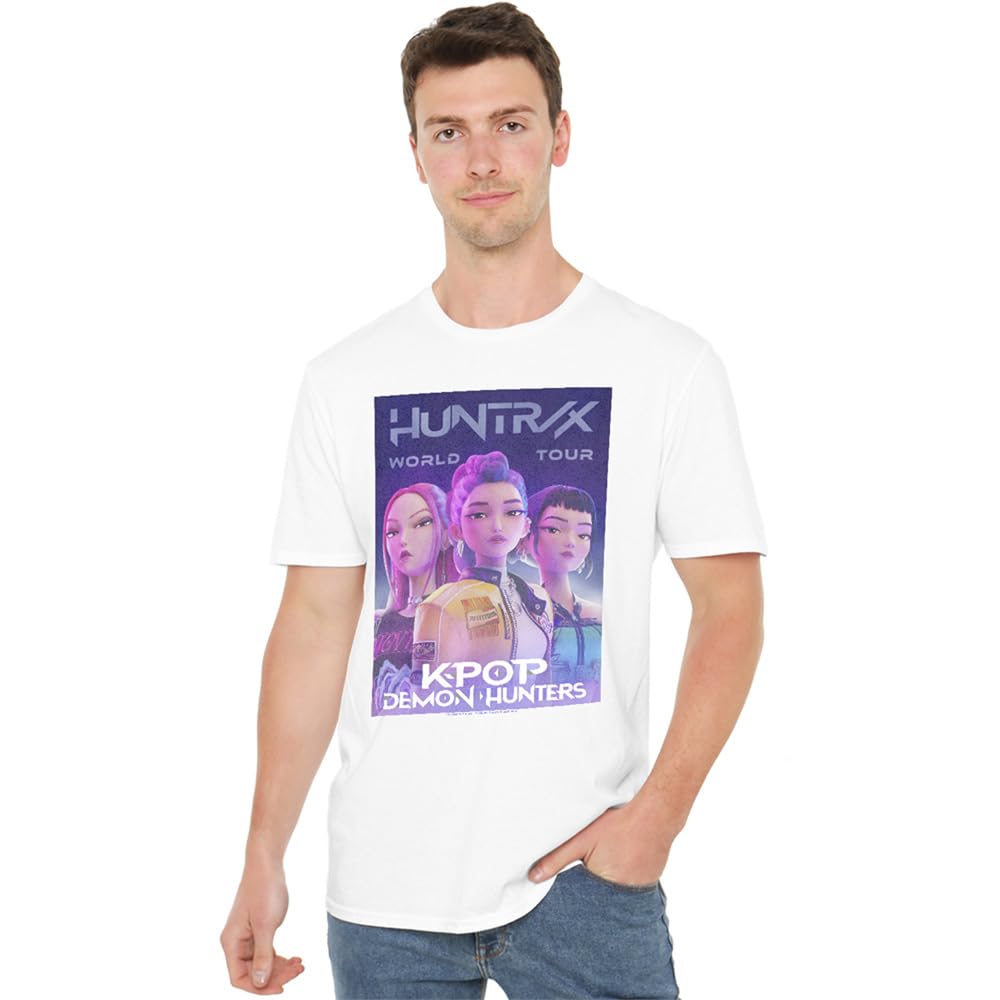 K-Pop Demon Hunters - Huntrix Huntr/X World Tour Billboard Unisex T Shirt, White, Small