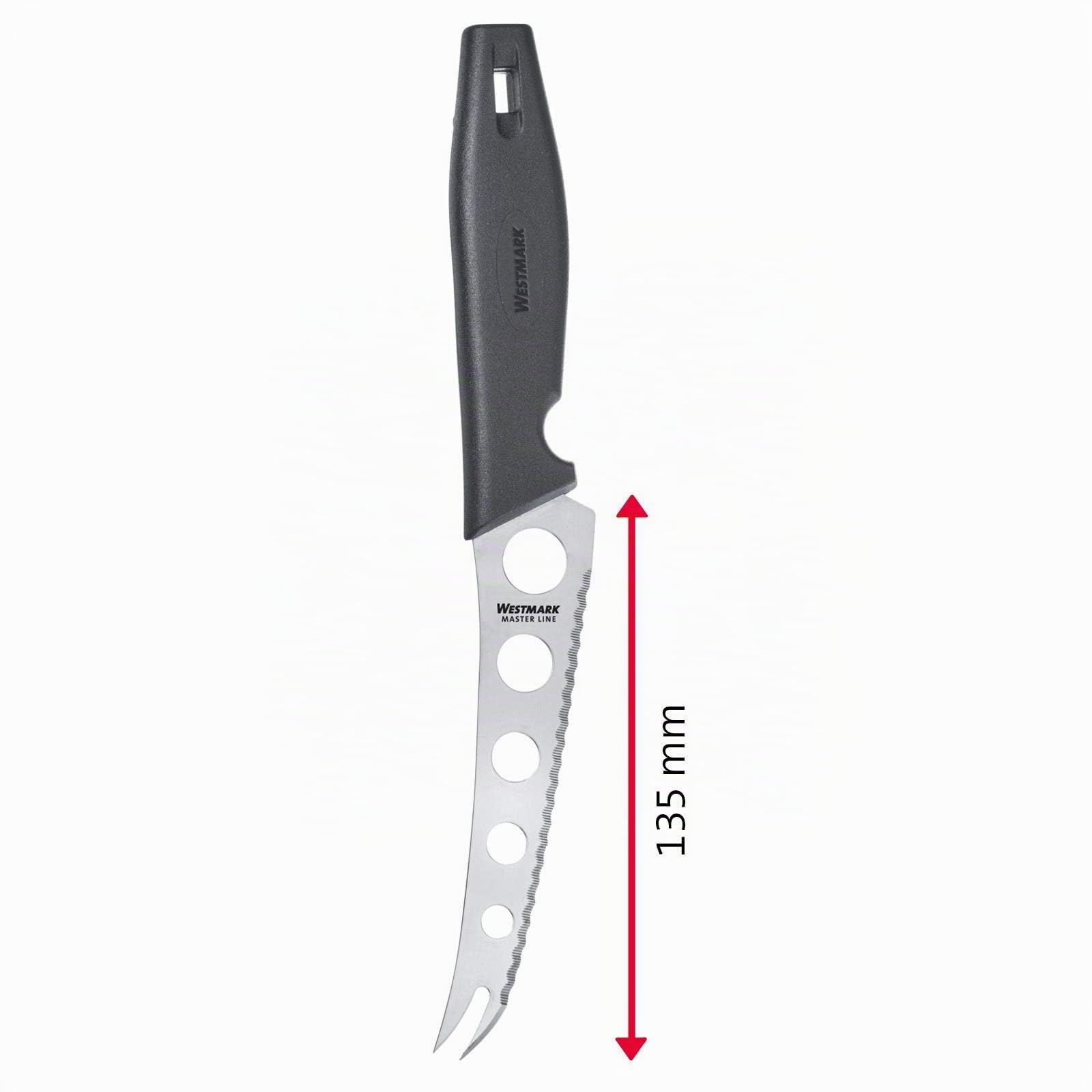 Westmark Cuchillo/cortador de queso profesional, Tamaño de la hoja: 13,5 cm, Longitud: 25 cm, Acero inoxidable/plástico, Master Line, Negro/plateado, 13562270