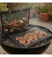 BBQtrips Mesh Grill Bags for Outdoor Grill – Reusable PTFE Non-Stick Grilling Pouch for Easy Clea...