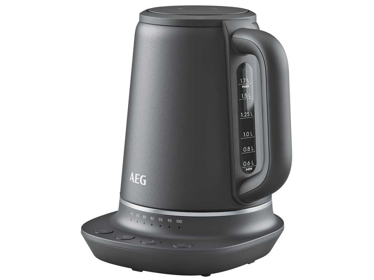 AEG Bouilloire 7 niveaux de température, 3 arrêts de sécurité, fonction maintien au chaud, 1,7 l, anti-goutte, nettoyage facile, base à 360°, antidérapante, indicateur LED, gris, K7-1-6BP