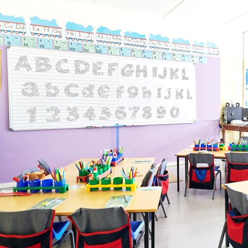 Image of Colarr 216 Pcs Silver Glitter Bulletin Board Letters for Classroom Number Alphabet Punctuation Symbol Cutout 4'' Die-Cut Poster Letter with Adhesive Dot School Party Graduation Decor Display