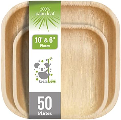 Palm Leaf Plates 10&6 Inch Bamboo Plates Disposable 50 Pack Bulk Eco-Friendly Biodegradable Compostable Plates Best Alternative To Wooden Plastic Paper Plates By KoalaLove