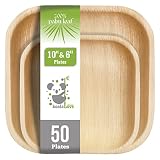 Palm Leaf Plates 10&6 Inch Bamboo Plates Disposable 50 Pack Bulk Eco-Friendly Biodegradable Composta