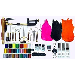 Olax Dragon Kit Montage de Mouches, Étau, Torche, Thread, Tinsel, Floss, Bobine, Whip