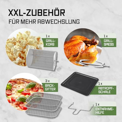 GOURMETmaxx Digitale Heißluftfritteuse 12 L, XXL-Edelstahl-Ofen | Airfryer + Timer, Touchdisplay, Drehspieß | fettarm… – Ansicht 5