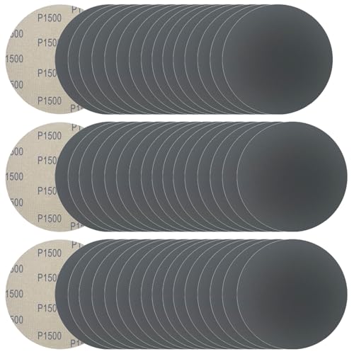 Image of 6 Inch 50 Pcs Wet Dry Sanding Discs Hook and Loop, 1500 Grit Sandpaper Automotive Wood Metal Polishing & Sanding, Silicon Carbide Sand Paper for Random Orbital Sander (Grit 1500)