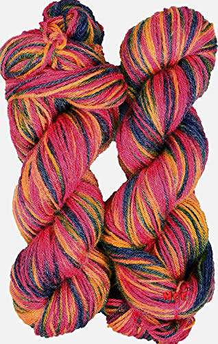 Image of M.G Rangoli Multi Rowan (500 gm) Wool Hank Hand Knitting Wool /Art Craft Soft Fingering Crochet Hook Yarn, Needle Knitting Yarn Thread Dyed
