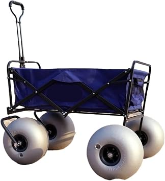 Beach Wagon 13'' Balloon Wheels Heavy Duty All-Terrain Collapsible Cart Big Wheels Sand Pump Included