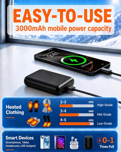 Image of 2 PCS 3000 mAh Battery Pack for Heated Gloves Socks Slippers Hat Scarves
