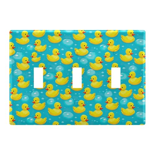 Light Switch Cover Cute Yellow Duck Wall Plates for Electrical Outlets 3 Gang 202b3319