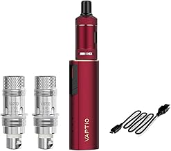 Original VAPTIO Cosmo 2 Kit Electronic Cigarette 2000mAh Battery 25W Vape Mod with 2ml Cosmo 2 Tank, Starter Kit with 2 Pieces Cosmo Coil 0.7ohm/1.0ohm,No E-Liquid No Nicotine (Red)