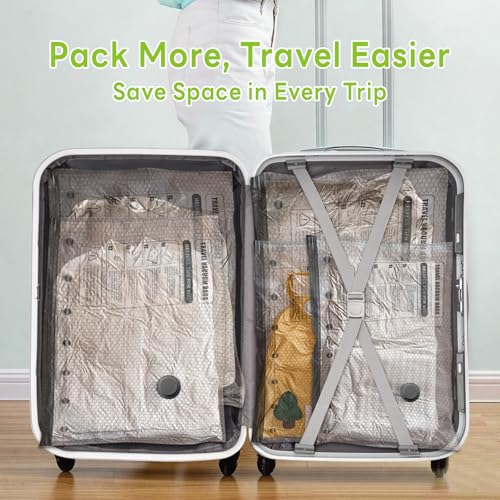 12 Pack Vacuum Bags for Travel with Rechargeable USB Electric Pump,Space Saver Storage Bags for Luggage and Suitcase,Portable Cordless Travel Vacuum Bag Set Seal Bags - image 5
