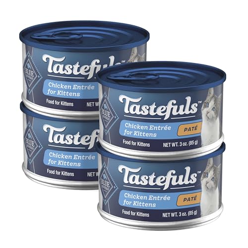 Image of Blue Buffalo Tastefuls Wet Food for Kittens, Made with Natural Ingredients, Chicken Pate Entree, 3oz Cans, 4Pack Trial Size