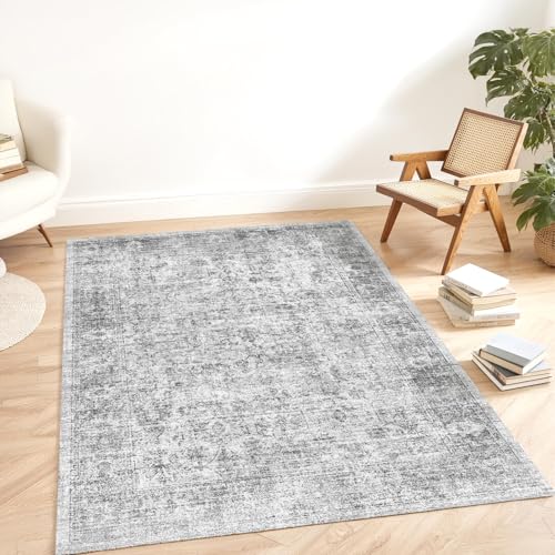 Tapete decorativo gris 4x6 lavado lavable antideslizante miniatura 1