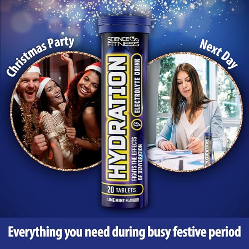 Hydration Tablets with Electrolytes by Science Fitness - Rehydration Effervescent with Electrolytes & Added Vitamins -20 Tablets (2 Tubes)