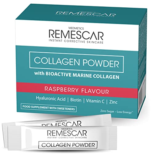 Remescar Kollagen-Getränkebeutel 30 Beutel - Hydrolysiertes Marines Kollagen - Kollagen Pulver - Collagen Booster - mit Hyaluronsäure, Biotin, Vitamin C, Zink - zur Erhaltung Normaler Haare und Haut Cover