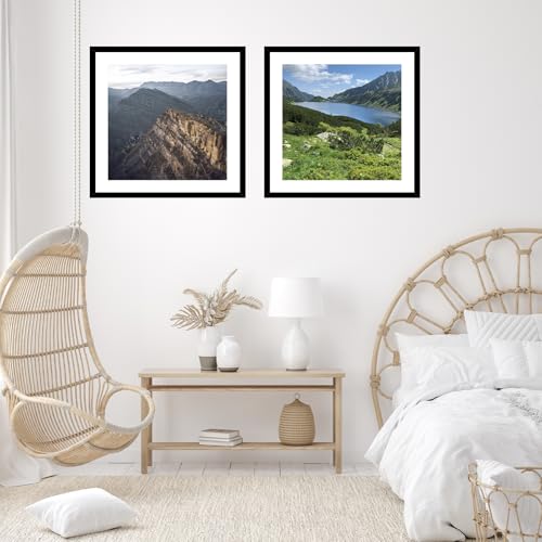 Image of JCJMY 30x30 Picture Frame Black with 24x24 Mat, Display Photo 24x24 with Mat or 30 x 30 Without Mat, Wall Hanging Large 30x30 Poster Frame with Shatter Resistant Plexiglass, Black