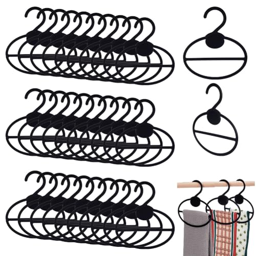 AHANDMAKER 50 perchas negras para bufandas, perchas ovaladas de almacenamiento de bufandas de plástico que ahorran espacio, organizador para bufandas para tienda, hogar, pañuelos, corbatas, cinturones