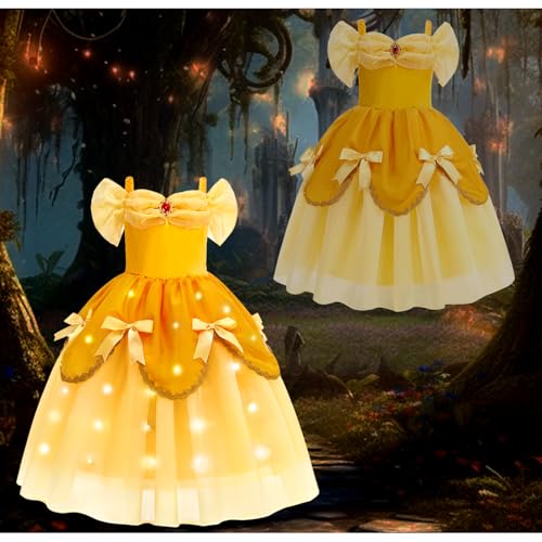 Vestido de Princesa con Luces Amarillo para Niñas miniatura 2