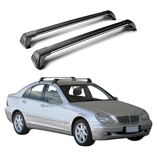 QMMMNH Baca de Coche Coche Barras de Techo,para Mercedes Benz C-Class W203 4 Door 2000-2007,Baca Roof Rack Cross Bars Rieles Techo Barras,Black
