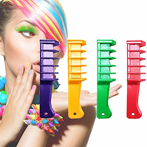 Hair Chalk for Girls Kids, 4 Colors Hair Chalk Comb Temporary Bright Hair Color Dye for Age 4 5 6 7 8 9 10+, Washable Hair Chalk Color for Girls Kids Gifts on Halloween Christmas New Year Birthday Party Cosplay
