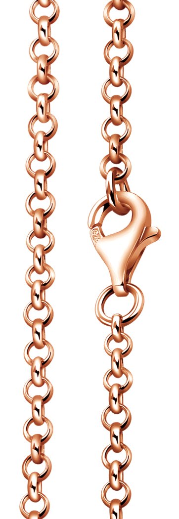 Rosegold Erbskette 925 Silber Kette Damen Halskette 2,2 mm 12-4 | vergoldete Silberkette Rose Gold in den Längen 42 45 50 60 70 80 90 cm verfügbar