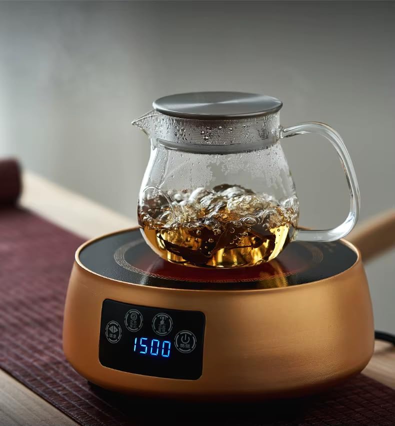 Miniatura 4 de Tetera de vidrio de 33.8 fl oz con infusor extraíble, hervidor de té seguro para estufa, juego de té de hojas sueltas y florecientes
