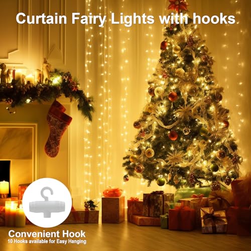 Lichtervorhang Warmweiß 200LED, 2mx2m LED Lichterketten Vorhang, Lichtervorhang innen USB Lichterkette LED Lichterkettenvorhang für… – Ansicht 3